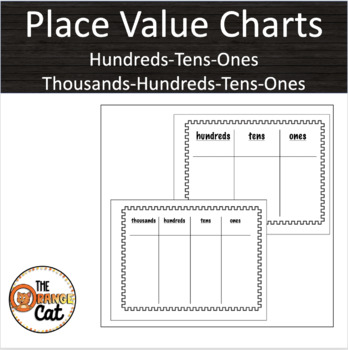 Preview of Place Value Charts (Hundreds, Tens, and Ones and Thousands + HTO)