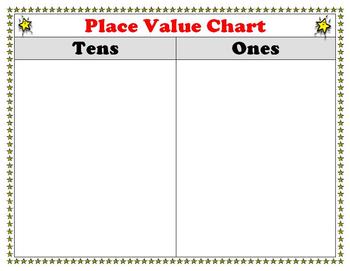 Preview of Place Value Chart Poster or Work Mat - Ones and Tens - Superstars Theme