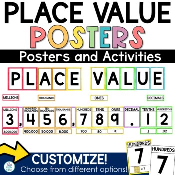 Preview of Place Value Chart Posters with Decimal Bulletin Board Printable Math Worksheet