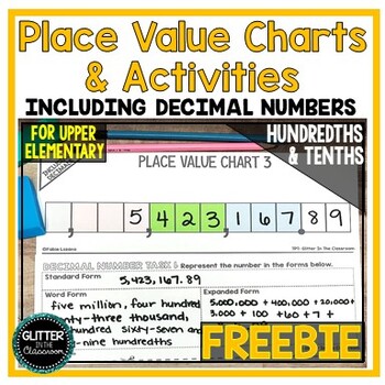 Preview of Place Value Charts & Activities Including Decimals - FREEBIE