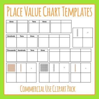 Preview of Place Value Charts / Houses Math Clip Art / Clipart Commercial Use