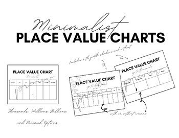 Preview of Place Value Charts - Decimal/Millions/Billions - Minimalist