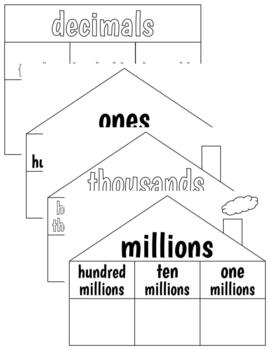 Preview of Place Value Charts/Houses (Value Words)