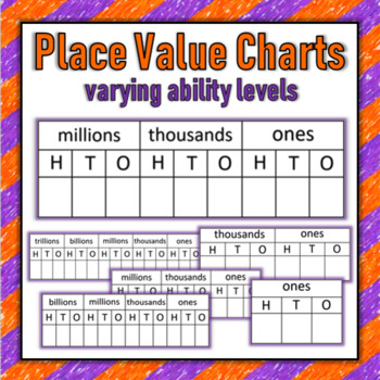 Preview of Place Value Charts - varying ability levels