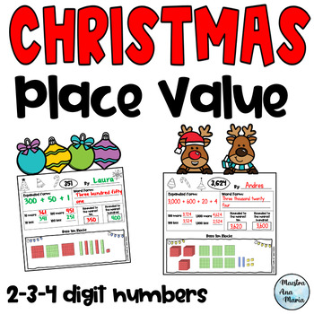Preview of Place Value - Christmas Math - Rounding - Expanded Form - Base Ten Blocks