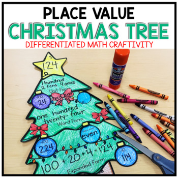 Preview of Place Value Christmas Tree Craftivity | Christmas Math Craft
