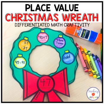 Preview of Place Value Christmas Wreath Craftivity | Christmas Math Craft