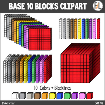 Preview of Base 10 Blocks CLIPART (MAB Blocks)