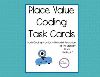Preview of Place Value Coding Task Cards with Dash Robot- Full Pack