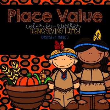 Preview of Place Value Color-By-Number Thanksgiving Themed