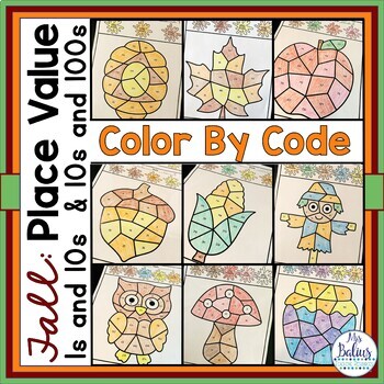 Preview of Place Value Color by Code Fall Picture Activity