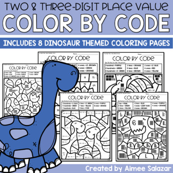 Preview of Place Value Color by Code (Two and Three-Digit Numbers)