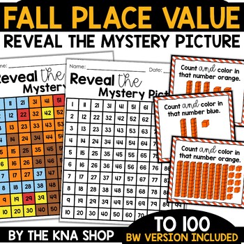 Preview of First Day of Fall Place Value to 100 Color by Number Mystery Picture