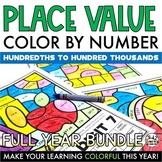 Place Value to 100000 Worksheets Color by Number Place Val