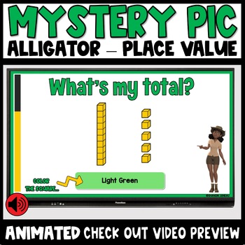 Preview of Place Value Coloring Worksheets Mystery Pictures up to 100 Math Pages Alligator