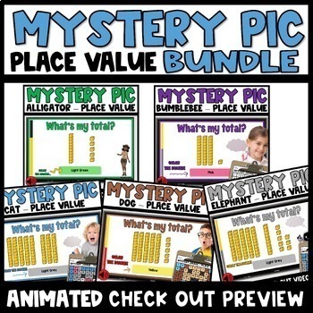 Preview of Place Value Coloring Worksheets Mystery Pictures up to 100 Math Pages Bundle