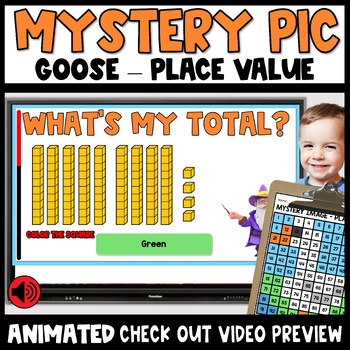 Preview of Place Value Coloring Worksheets Mystery Pictures up to 100 Math Pages GOOSE