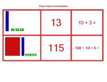 Preview of Place Value Concentration Game C