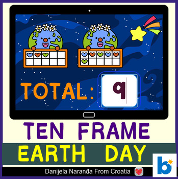 Preview of Place Value Counting 1-10 with Ten Frame | Earth Day MATH Boom ™ Cards