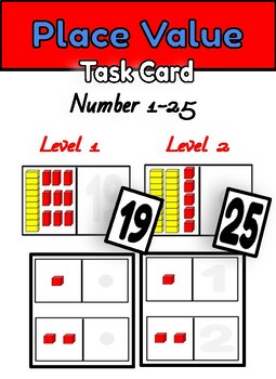 Preview of Place Value Counting Base 10 Block Numbers Matching Task Cards- Numbers 1 to 25