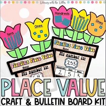 Preview of Place Value Flower Craft & Spring Bulletin Board Math Activity 1st & 2nd Grade