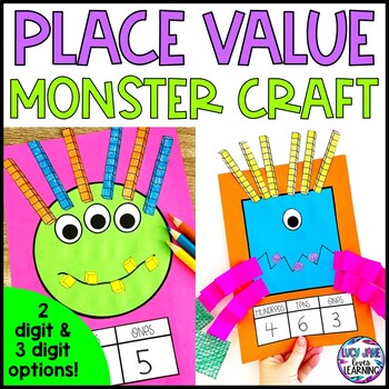Preview of Place Value Craft | Monster Math Activity | 2 and 3 Digit Numbers