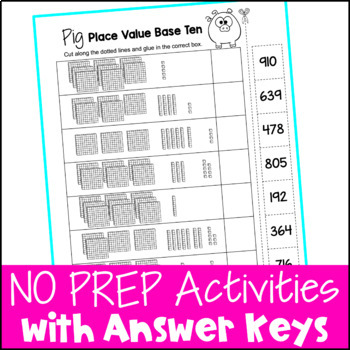 place value worksheets to 1 000 3 digit numbers cut and paste tpt