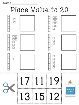 Preview of Place Value Worksheets (Base 10 blocks numbers practice of tens and ones)