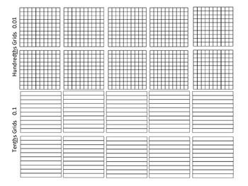 Preview of Place Value Decimal Grids: Tens, Ones, Tenths, Hundredths 5.NBT.B.7