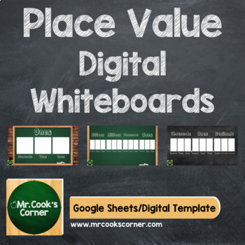 Preview of Place Value & Decimal Place Value Digital Whiteboards (Google Slides)