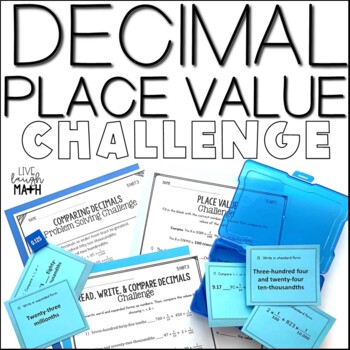 Preview of Decimal Place Value Challenge Worksheets & Enrichment Task Card Activities