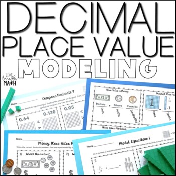 Preview of Decimal Place Value Modeling & Comparing Decimals Worksheets, Notes & Activities