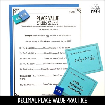 decimals place value problem solving