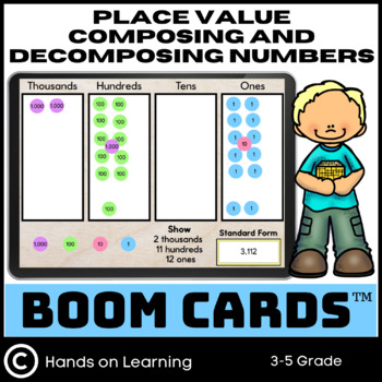 Preview of Place Value Decomposing and Composing Numbers Boom Cards
