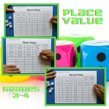 Preview of Place Value Dice Math Game Grades 3-4