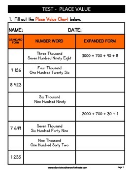 place value different ways represent numbers thousands grade 3 4 3rd 4th grade