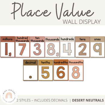 Preview of Place Value Display | DESERT NEUTRAL | Boho Vibes Classroom Decor