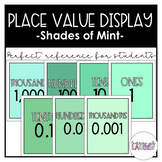 Place Value Display - Shades of Mint