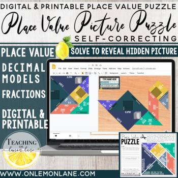 Preview of Place Value Distance Learning | Decimal Place Value Game | Digital & Print 
