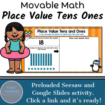 Preview of Place Value Tens and Ones Google Slides Seesaw Digital Math Game