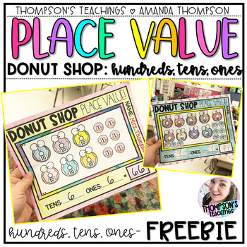 Preview of Place Value | Donut Shop- Hundreds, Tens, Ones | FREEBIE