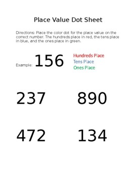 Preview of Place Value Dot Sheet