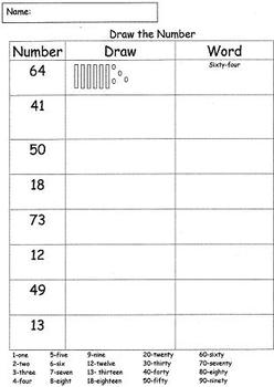 Preview of Place Value, Drawing the Number (Writing number words)