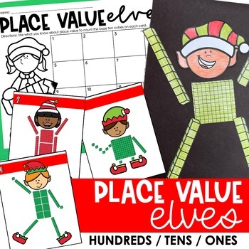 Preview of Place Value Elves | Christmas Math Activity and Christmas Bulletin Board Craft