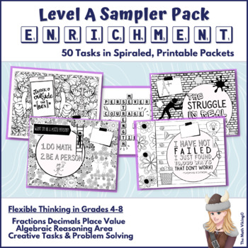 Preview of No Prep Enrichment Packets! Puzzles, Riddles, Mental Math Challenges 4 5 6 7 8