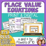 Place Value Equations Math Skills Task Cards - Multiply & 
