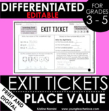 Place Value Exit Tickets Differentiated Math Assessments -