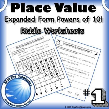 Preview of Place Value Expanded Form Powers of 10 Riddle Worksheet