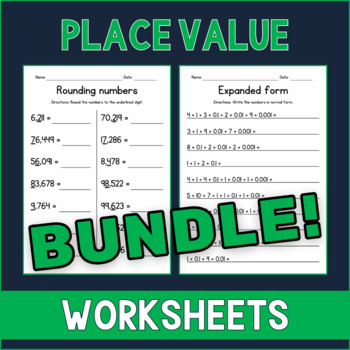 Preview of Place Value & Expanded Form & Scientific Notation & Rounding Numbers BUNDLE