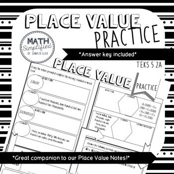 Preview of Place Value (Expanded Notation & Decimals) Practice